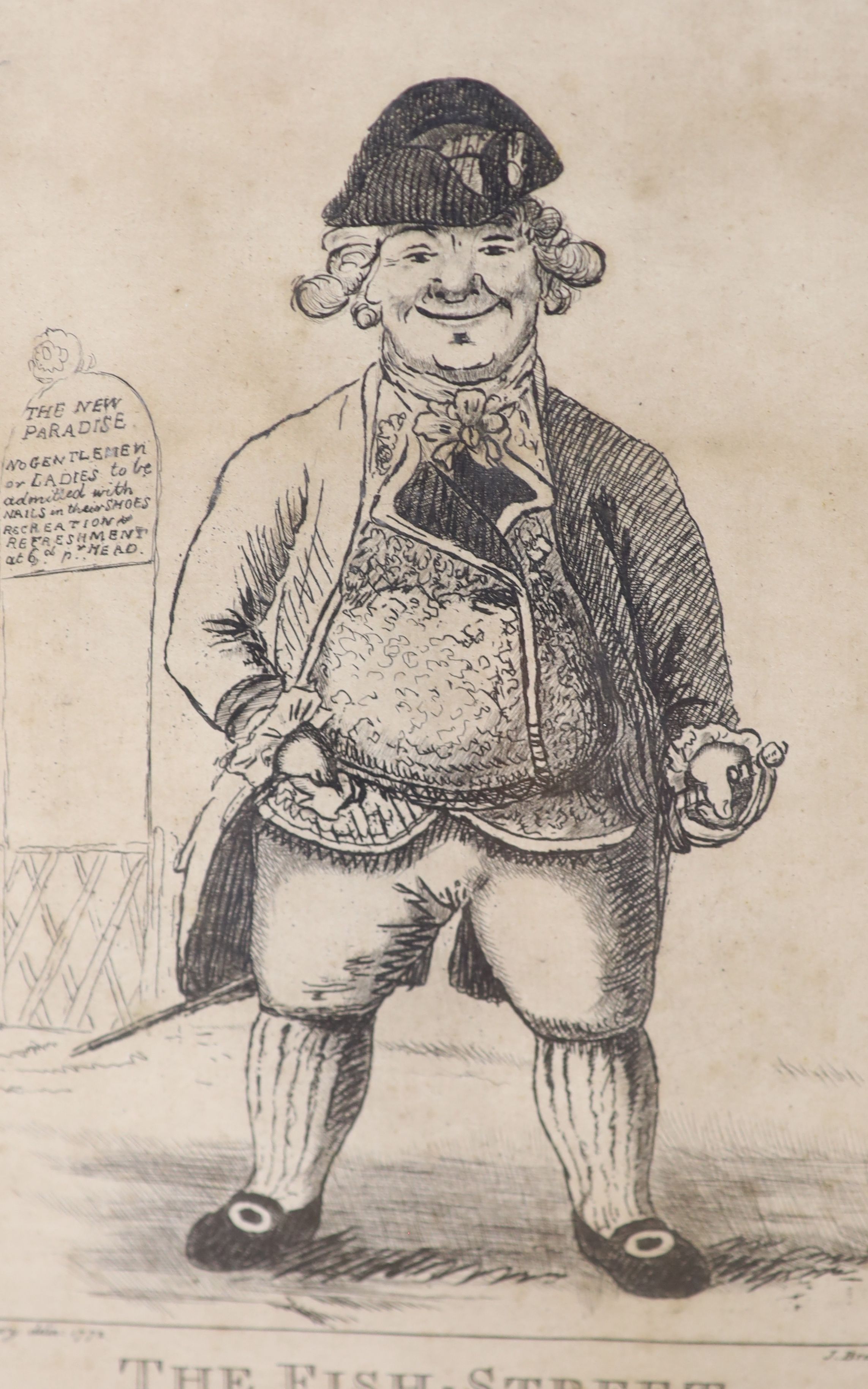 Bunbury after Bretherton, two engravings, The Fish Street Macaroni and Country Gentleman, 26 x 17cm